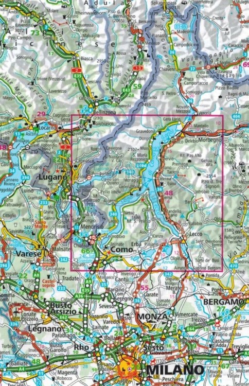 Jezioro Como / Lago di Como 1:50 000. Wodoodporna mapa turystyczna wydawnictwa Kummerly+Frey. Zasięg