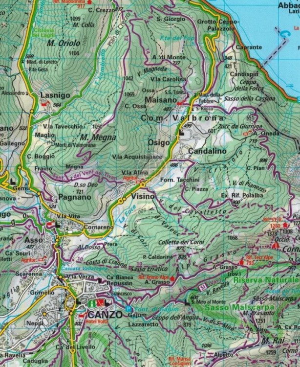 Jezioro Como / Lago di Como 1:50 000. Wodoodporna mapa turystyczna wydawnictwa Kummerly+Frey. Fragment