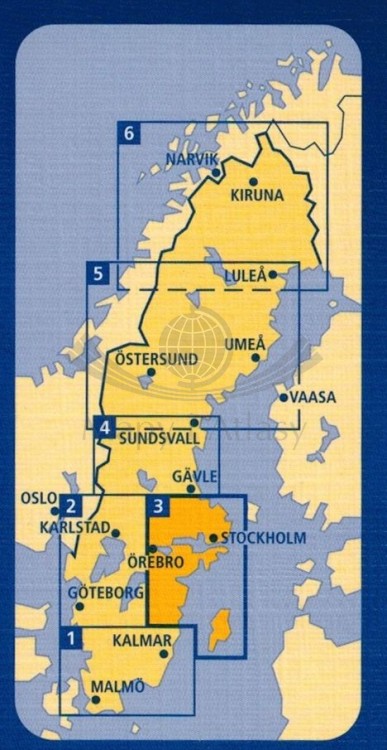 Szwecja południowo-wschodnia 1:250 000. Mapa samochodowo-turystyczna wydawnictwa Kümmerly+Frey. Zasięg