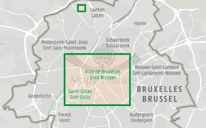 Bruksela 1:10 000. Wodoodporna mapa / Plan miasta wydawnictwa Freytag & Berndt. Zasięg