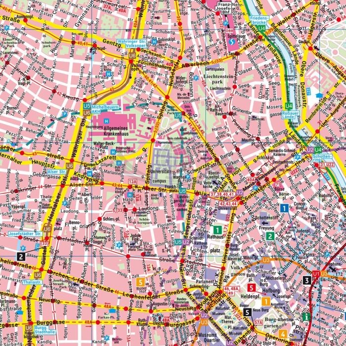 Wiedeń 1:15 000. Wodoodporna mapa / Plan miasta wydawnictwa Freytag & Berndt. Fragment