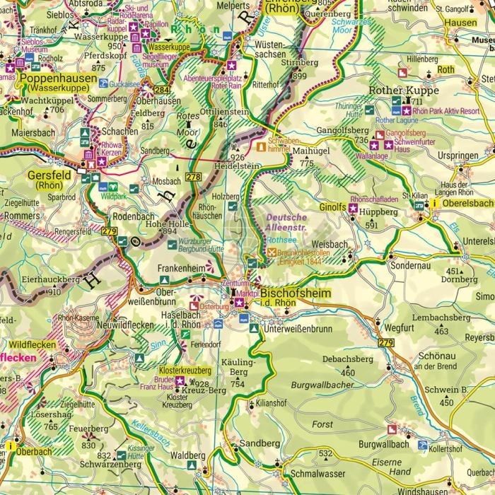 Rhon 1:120 000. Wodoodporna mapa turystyczna EF 0025 wydawnictwa Freytag & Berndt. Fragment