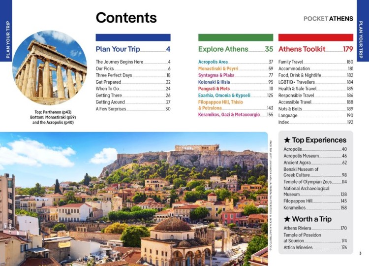 Ateny / Athens. Przewodnik Pocket z mapą wydawnictwa Lonely Planet. Spis treści