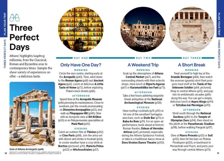 Ateny / Athens. Przewodnik Pocket z mapą wydawnictwa Lonely Planet. Przykładowe strony 1
