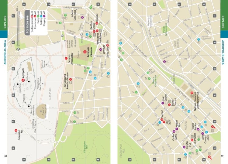 Ateny / Athens. Przewodnik Pocket z mapą wydawnictwa Lonely Planet. Przykładowe strony 3