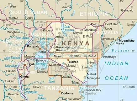 Kenia 1:950 000. Wodoodporna mapa samochodowo-turystyczna wydawnictwa Reise Know-How. Zasięg