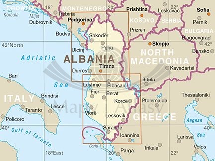 Albania 1:220 000. Wodoodporna mapa samochodowo-turystyczna wydawnictwa Reise Know-How. Zasięg