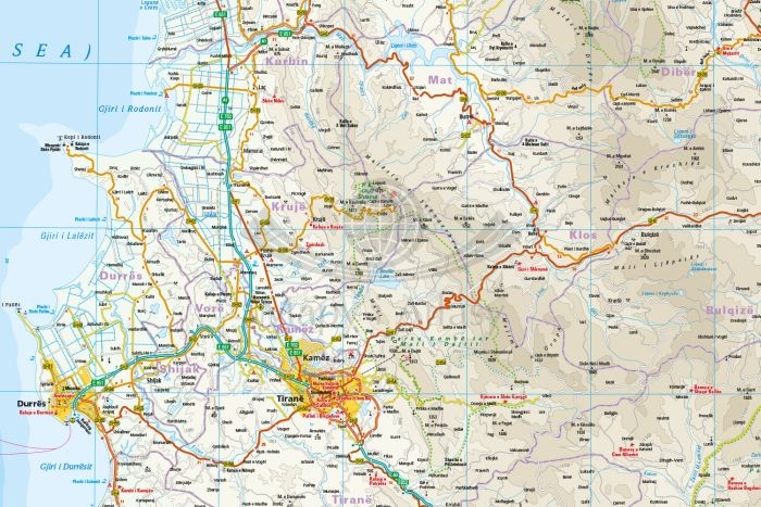 Albania 1:220 000. Wodoodporna mapa samochodowo-turystyczna wydawnictwa Reise Know-How. Fragment
