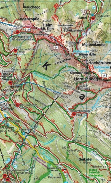 Alpy Karnickie / Lienzer Dolomiten, Lesachtal, Villgratner Berge. Wodoodporna mapa turystyczna WK 182 wydawnictwa Freytag & Berndt. Fragment 1