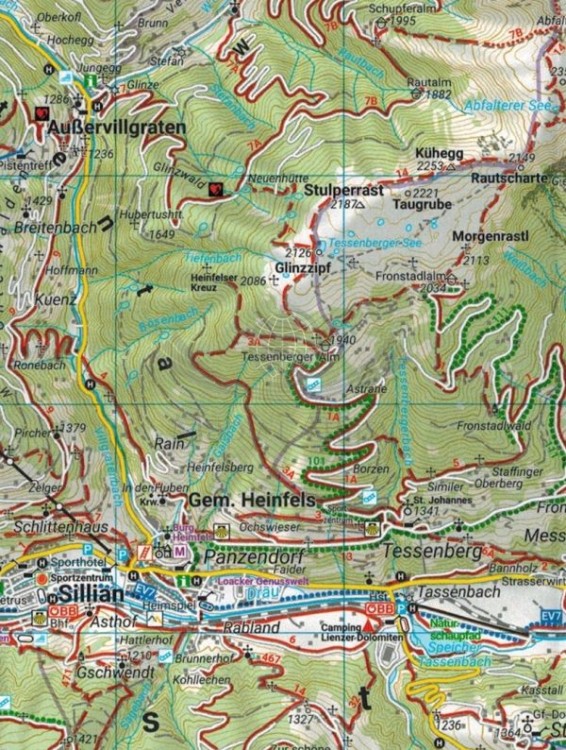 Alpy Karnickie / Lienzer Dolomiten, Lesachtal, Villgratner Berge. Wodoodporna mapa turystyczna WK 182 wydawnictwa Freytag & Berndt. Fragment 2