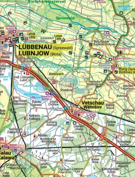 Łużyce / Lausitz 1:180 000. Wodoodporna mapa turystyczna EF 0029 wydawnictwa Freytag & Berndt. Fragment
