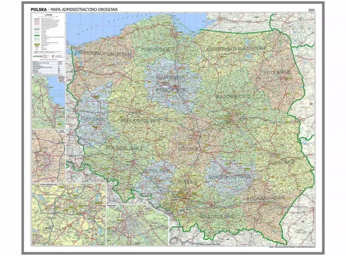 Polska 1:700 000. Mapa administracyjno-drogowa. Wersja do wpinania wydawnictwa ArtGlob. Cała mapa