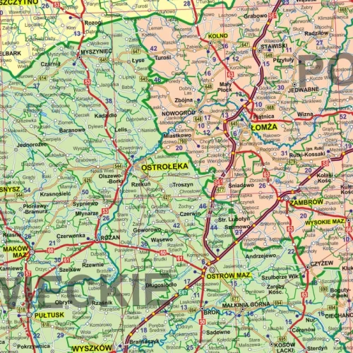 Polska 1:700 000. Mapa administracyjno-drogowa. Wersja do wpinania wydawnictwa ArtGlob. Fragment 1