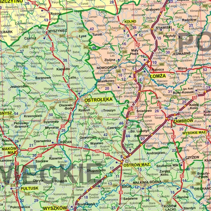 Polska 1:700 000. Mapa administracyjno-drogowa. Wersja do wpinania wydawnictwa ArtGlob. Fragment 1
