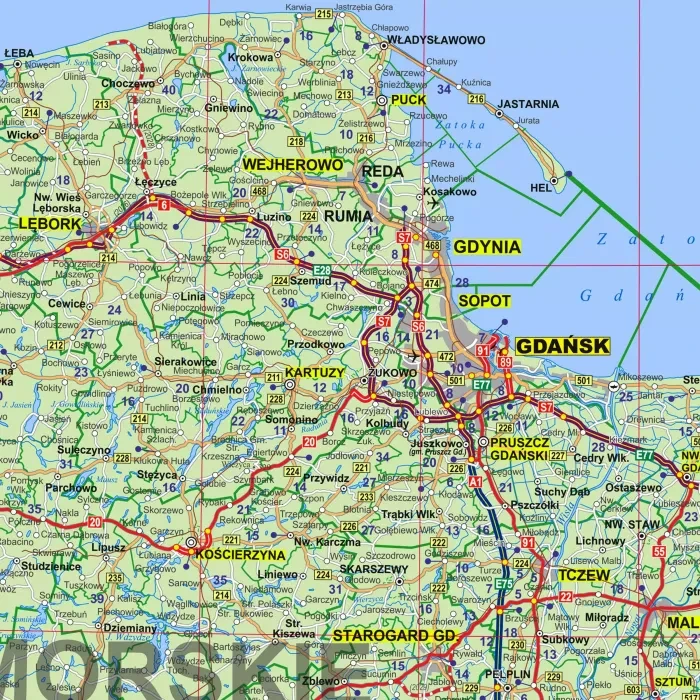 Polska 1:700 000. Mapa administracyjno-drogowa. Wersja do wpinania wydawnictwa ArtGlob. Fragment 2