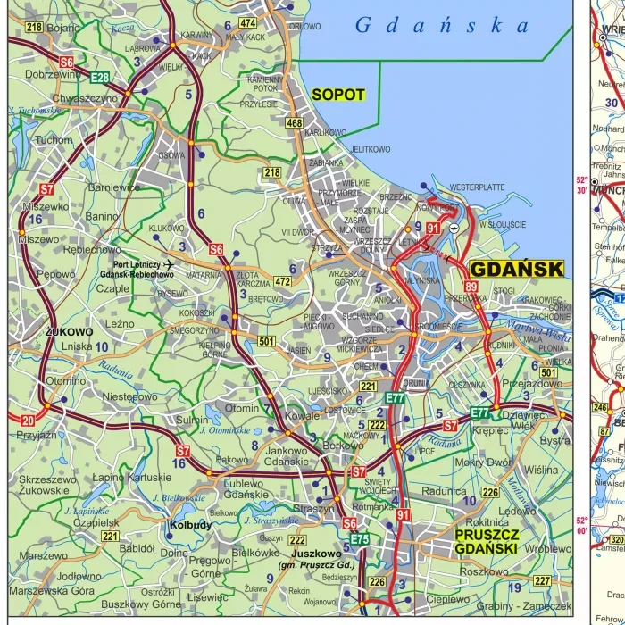 Polska 1:700 000. Mapa administracyjno-drogowa. Wersja do wpinania wydawnictwa ArtGlob. Fragment 3
