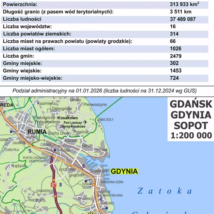 Polska 1:700 000. Mapa administracyjno-drogowa. Wersja do wpinania wydawnictwa ArtGlob. Fragment 4