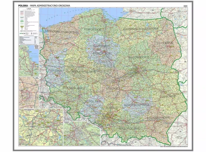 Polska 1:700 000. Mapa administracyjno-drogowa. Wersja magnetyczna wydawnictwa ArtGlob. Cała mapa