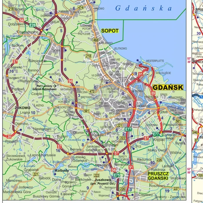 Polska 1:700 000. Mapa administracyjno-drogowa. Wersja magnetyczna wydawnictwa ArtGlob. Fragment 3