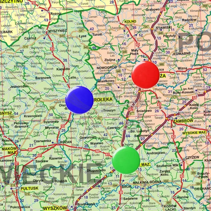 Polska 1:700 000. Mapa administracyjno-drogowa. Wersja magnetyczna wydawnictwa ArtGlob. Fragment 5