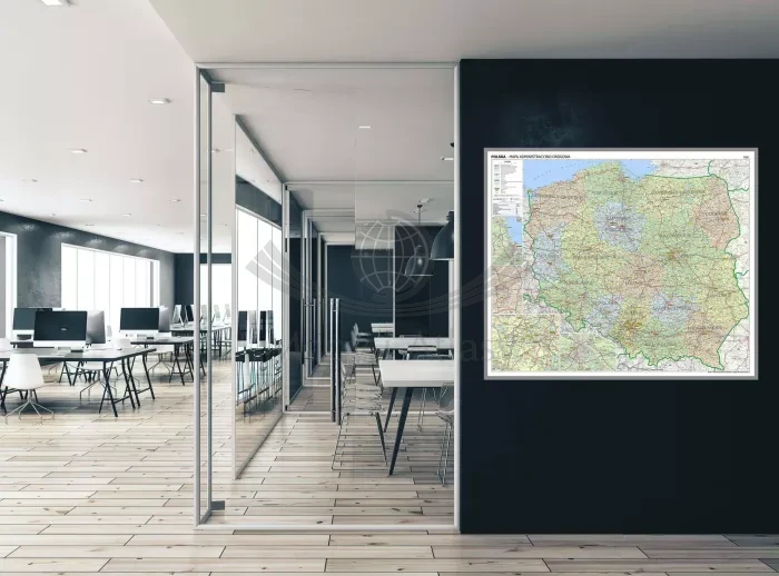 Polska 1:700 000. Mapa administracyjno-drogowa. Wersja magnetyczna wydawnictwa ArtGlob. Przykład aranżacji