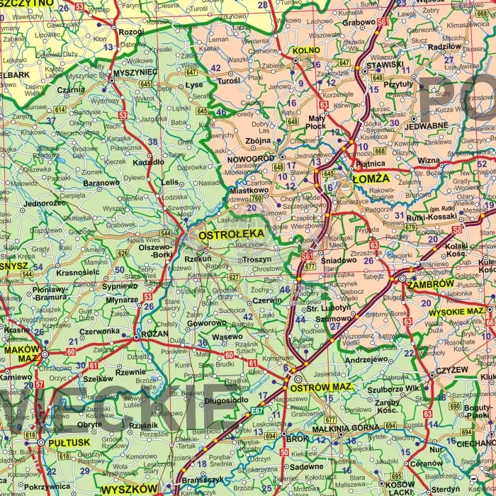 Polska 1:700 000. Naklejka, mapa ścienna administracyjno-drogowa wydawnictwa ArtGlob. Fragment 1