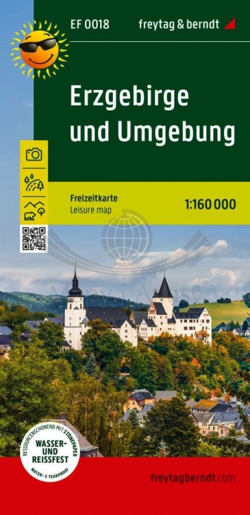 Erzgebirge und Umgebung 1:160 000. Wodoodporna mapa turystyczna EF 0018 wydawnictwa Freytag & Berndt. Okładka