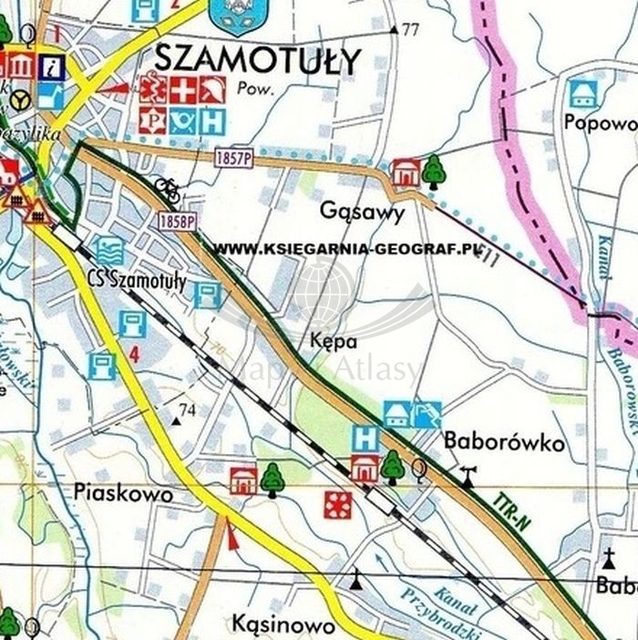 Powiat Szamotulski i okolice. Mapa turystyczna wydawnictwa TopNovum. Fragment 1