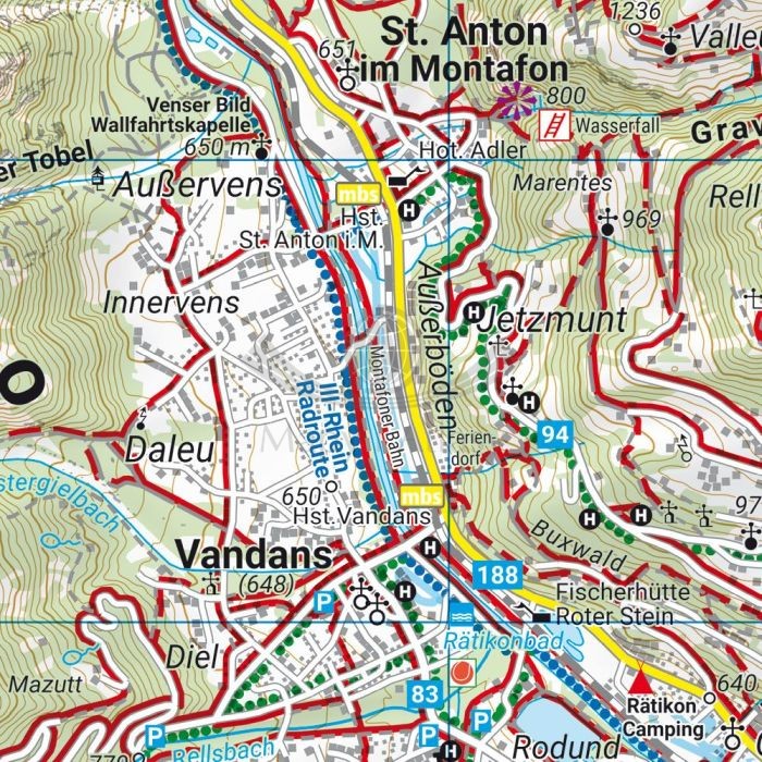 Montafon 1:35 000. Wodoodporna mapa turystyczna WK 5507 wydawnictwa Freytag & Berndt. Fragment