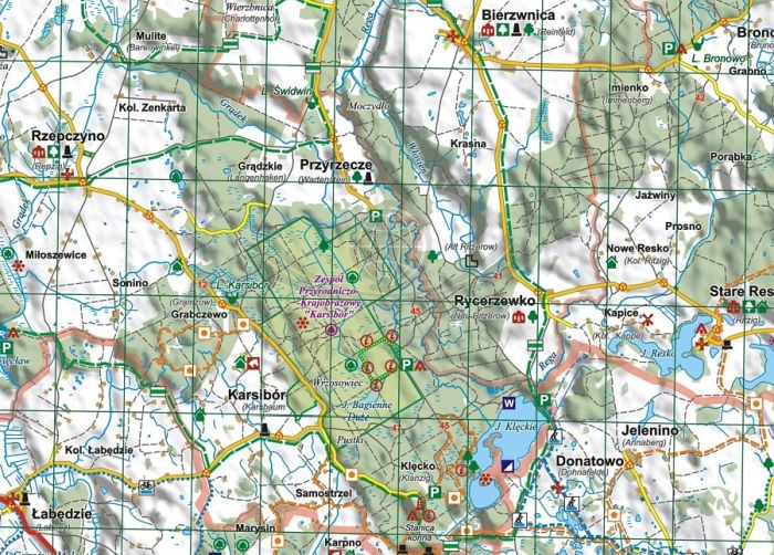 Powiat Świdwiński. Mapa turystyczna wydawnictwa Eko-Map. Fragment