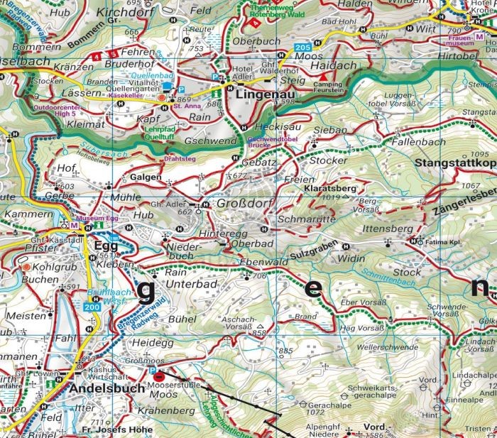 Kleinwalsertal, Hinterer, Bregenzerwald 1:35 000. Wodoodporna mapa turystyczna WK 5364 wydawnictwa Freytag &amp; Berndt. Fragment