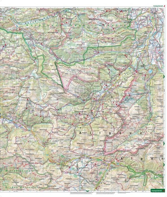 Kleinwalsertal, Hinterer, Bregenzerwald 1:35 000. Wodoodporna mapa turystyczna WK 5364 wydawnictwa Freytag &amp; Berndt. Strona druga