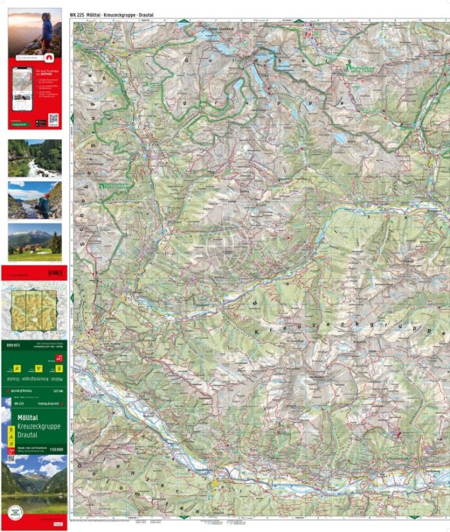 Mölltal, Kreuzeckgruppe, Drautal 1:50 000. Wodoodporna mapa turystyczna WK 225 wydawnictwa Freytag & Berndt. Strona pierwsza