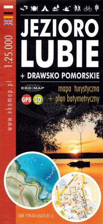 Jezioro Lubie + Drawsko Pomorskie. Mapa turystyczna / plan batymetryczny wydawnictwa Eko-Map. Okładka