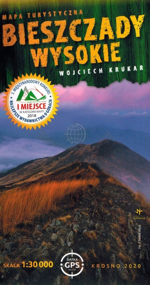 Bieszczady Wysokie 1:30 000. Bieszczadzki Park Narodowy. Laminowana mapa turystyczna. Ruthenus