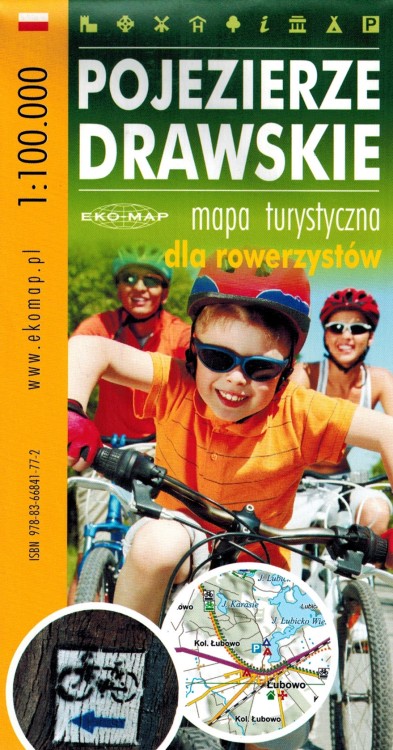 Pojezierze Drawskie 1:100 000. Mapa turystyczna dla rowerzystów wydawnictwa EKO-MAP. Okładka