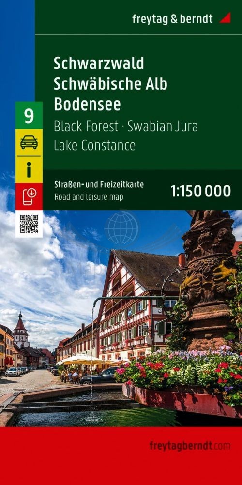 Schwarzwald, Jura Szwabska, Jezioro Bodeńskie. Mapa samochodowo-turystyczna /9/. Freytag & Bernd