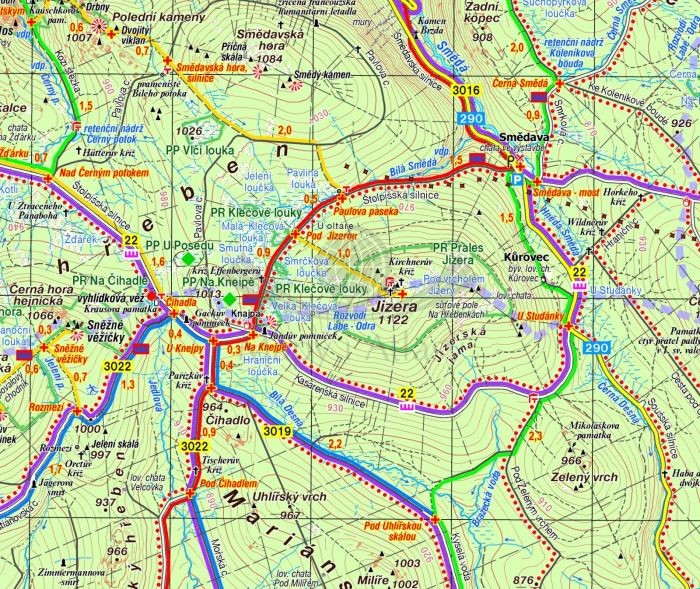 Góry Izerskie i Jestedsky Hrbet 1:40 000. Mapa turystyczna wydawnictwa Kartografie HP. Fragment 3