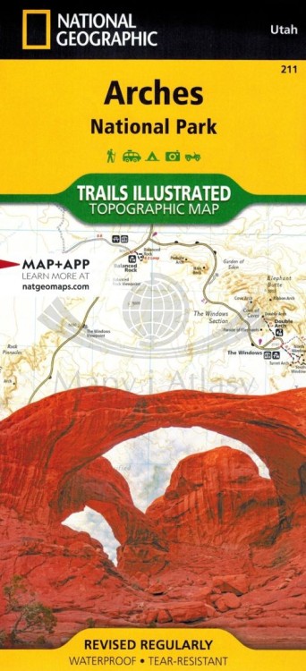 Park Narodowy Arches 1:35 000. Wodoodporna mapa turystyczna wydawnictwa National Geographic. Okładka