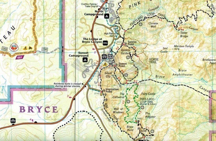 Park Narodowy Bryce Canyon. Wodoodporna mapa turystyczna wydawnictwa National Geographic. Fragment