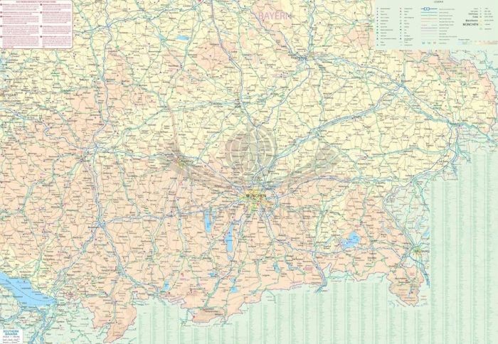Monachium i Bawaria południowa. Wodoodporna mapa samochodowa / Plan miasta wydawnictwa TMB. Druga strona
