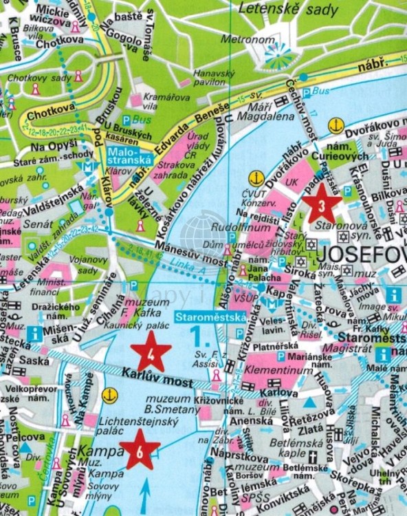 Praga 1:12 000. Wodoodporna mapa kieszonkowa / Plan miasta wydawnictwa Marco Polo. Fragment