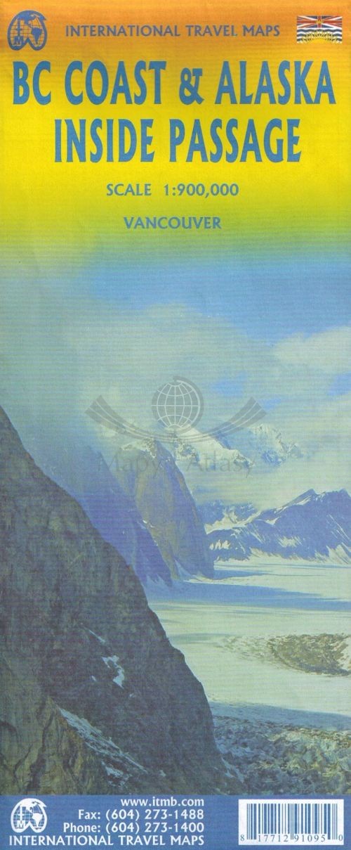 Wybrzeże Kolumbii Brytyjskiej i Wewnętrzne Przejście Alaski. Mapa samochodowa. ITMB