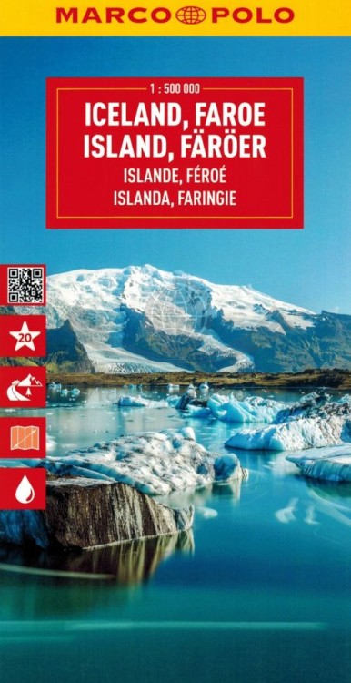 Islandia i Wyspy Owcze. Wodoodporna mapa samochodowo-turystyczna wydawnictwa Marco Polo. Okładka