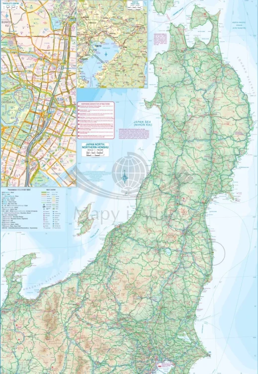 Japonia północna i Hokkaido. Mapa samochodowa wydawnictwa ITMB. Druga strona
