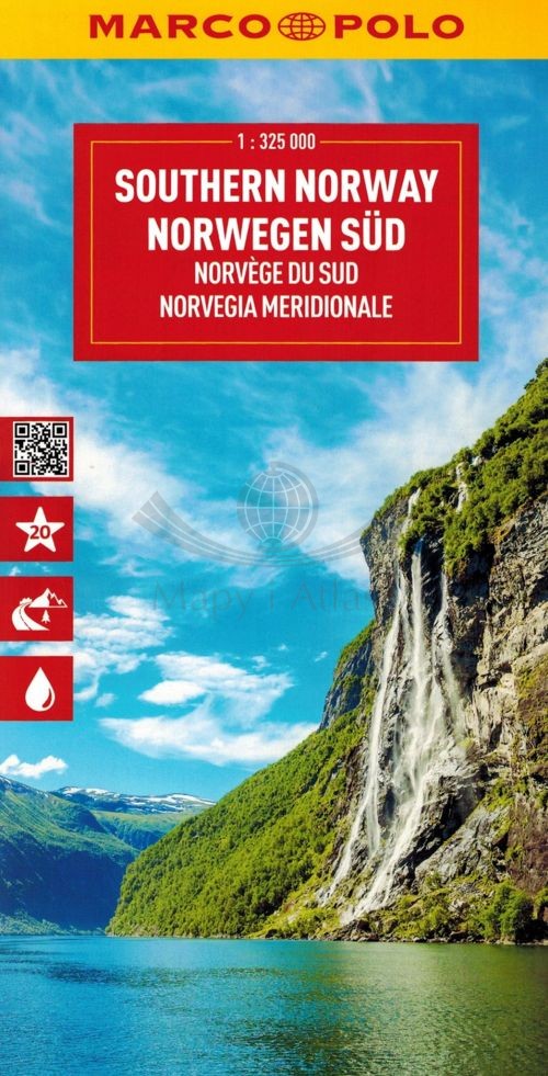 Norwegia południowa 1:325 000. Wodoodporna mapa samochodowo-turystyczna. Marco Polo