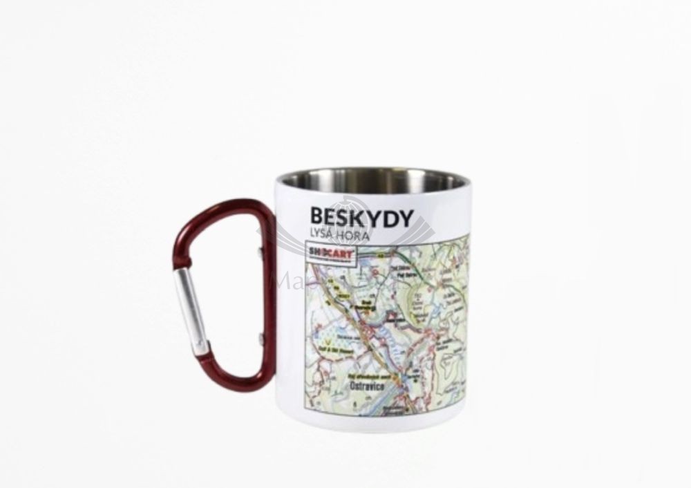 Beskid Śląsko-Morawski. Łysa Góra. Kubek metalowy z karabinkiem