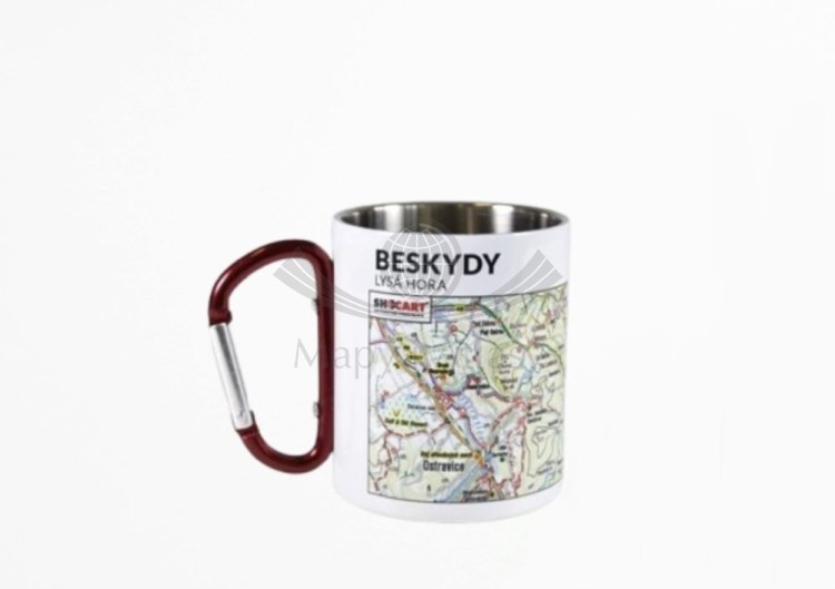 Beskid Śląsko-Morawski. Łysa Góra. Kubek metalowy z karabinkiem