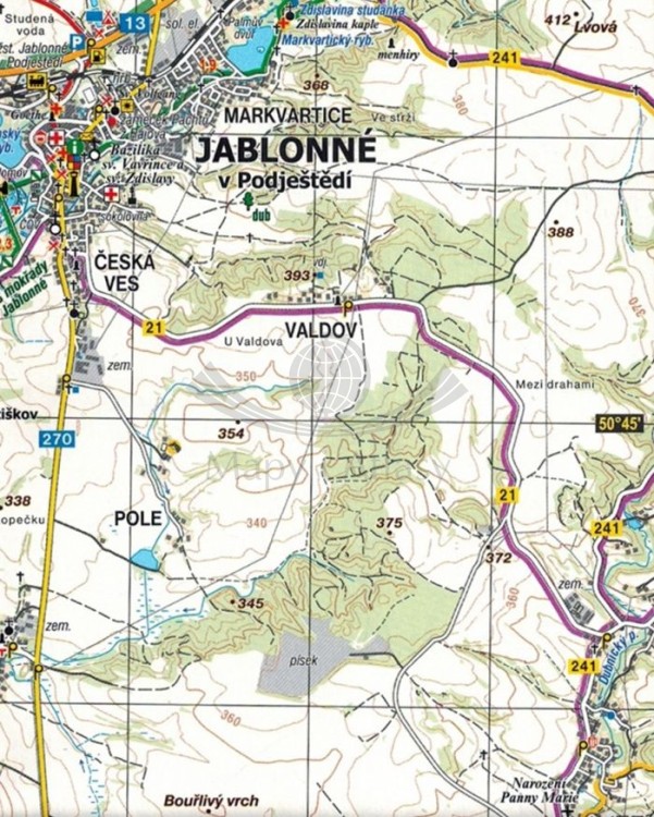 Machuv Kraj, Kokorinsko a Ceskolip 1:40 000. Mapa turystyczna wydawnictwa Kartografie HP. Fragment