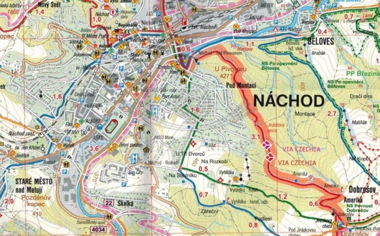 Pogranicze Kłodzkie, część południowa / Kladske Pomezi. Mapa turystyczna 112 wydawnictwa Geodezie On Line. Fragment